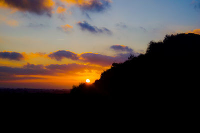 Scenic view of silhouette landscape against sky during sunset