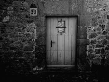 Closed door of building