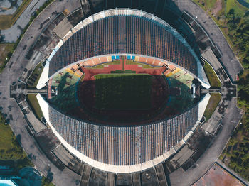 Aerial view of stadium in city