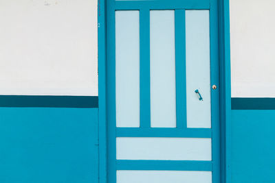 Full frame shot of closed blue door