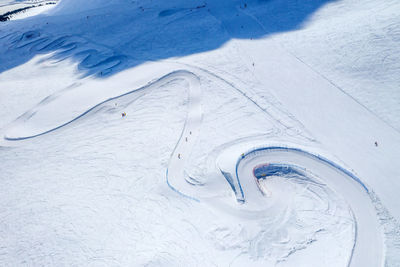 High angle view of snowcapped mountain