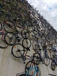 Bicycles parked in parking lot