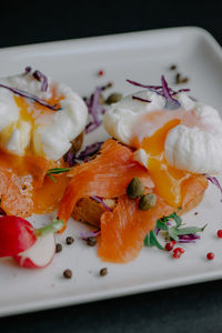 Close-up of food served in plate