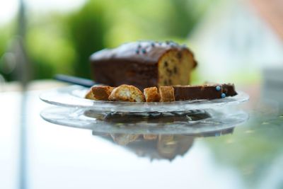 Close-up of dessert in plate on table