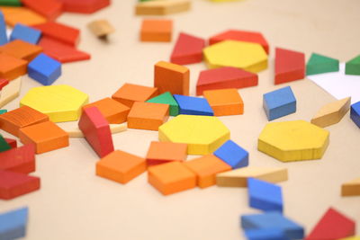 Close-up of colorful toy blocks