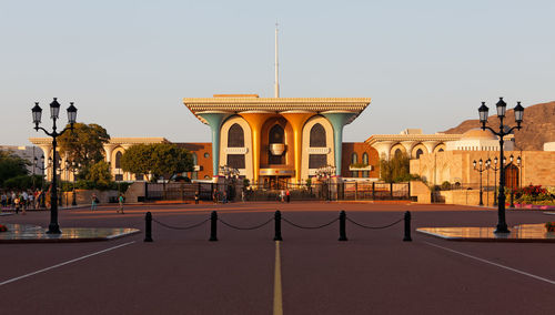 Al alam palace in city against clear sky