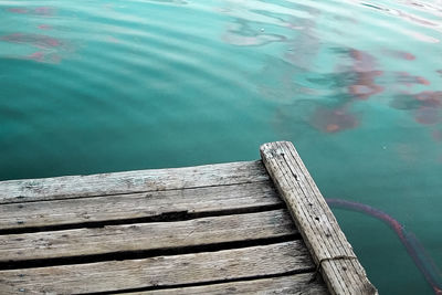 High angle view of pier on lake