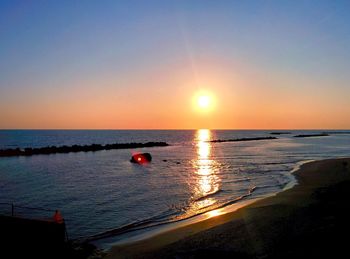 Scenic view of sea during sunset