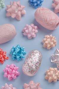 High angle view of cupcakes on table