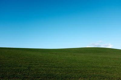 Scenic view of landscape against clear blue sky