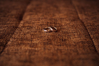 High angle view of leather on table