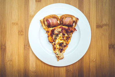 High angle view of food served on table