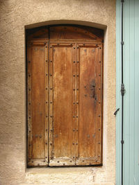 Close-up of closed door of house