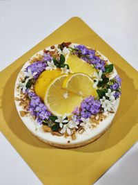 High angle view of ice cream in plate