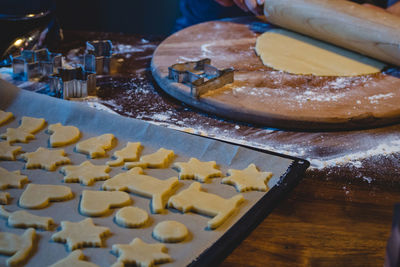 Close-up of cookies in plate on table