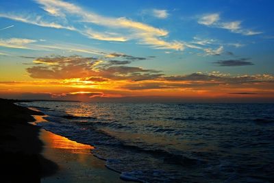 Scenic view of sea at sunset