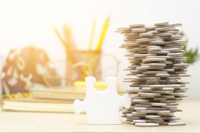 Close-up of stack of firewood