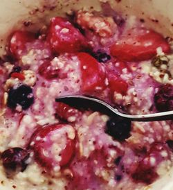 High angle view of breakfast served in bowl