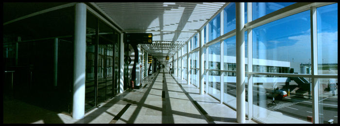 People walking in modern building