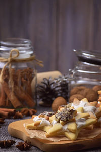 Home-made pastries and cooking utensils. spices and gingerbread. close-up.the aroma of freshly baked