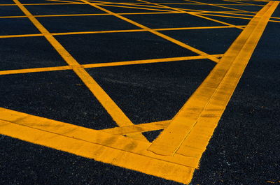 High angle view of zebra crossing on road