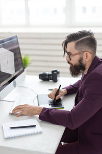 Man working on table