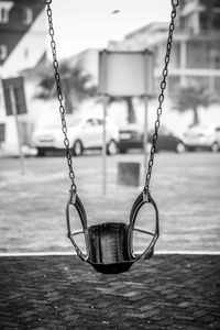 Empty swing at playground