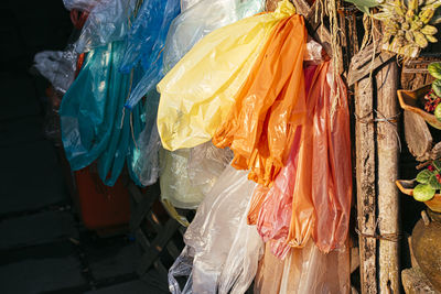 Colorful reusable plastic bags. plastic dry cleaning bags for save the earth.