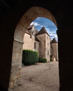 Entrance of historic building against sky