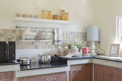 View of kitchen counter at home