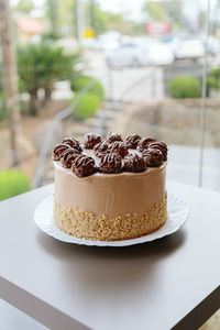 Close-up of cake on table