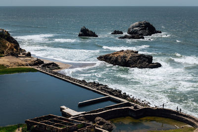 High angle view of sea against sky