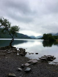 Scenic view of lake against sky