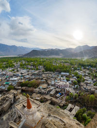 High angle view of townscape against sky