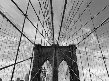 Low angle view of suspension bridge