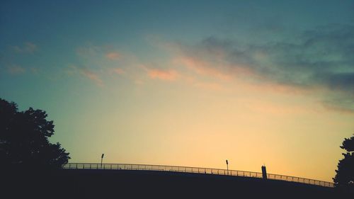 Low angle view of silhouette trees against sky at sunset