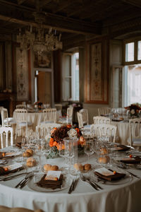 Place setting in restaurant