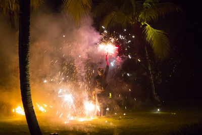 Firework display at night