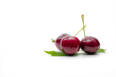 Close-up of strawberry against white background