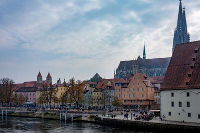 View of buildings against cloudy sky