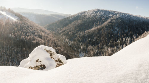 Scenic view of snowcapped mountains