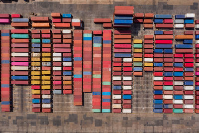 Large industrial warehouse containers box aerial view