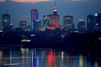 Illuminated city at night