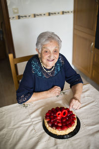 Senior woman celebrating her ninetieth birthday