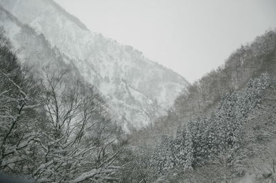 Scenic view of mountains against sky during winter