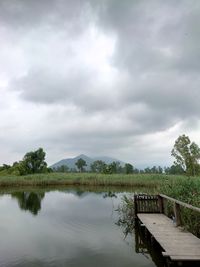 Scenic view of lake against sky