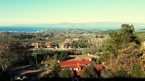 Scenic view of sea against clear sky