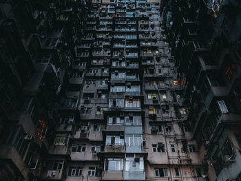 High angle view of illuminated buildings at night