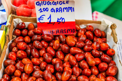 Close-up of food for sale at market