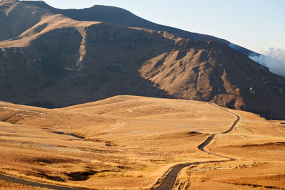 Scenic view of mountains against clear sky